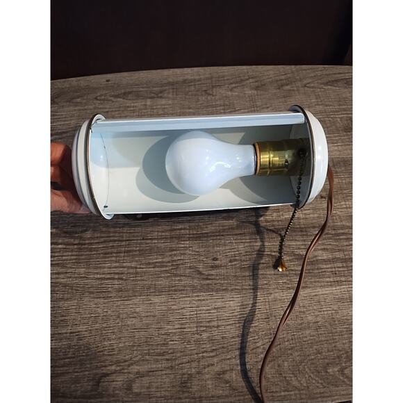 Vintage MCM Metal HEADBOARD Art Wall Bed Reading Light PULL CHAIN TUBE LAMP - Picture 4 of 6